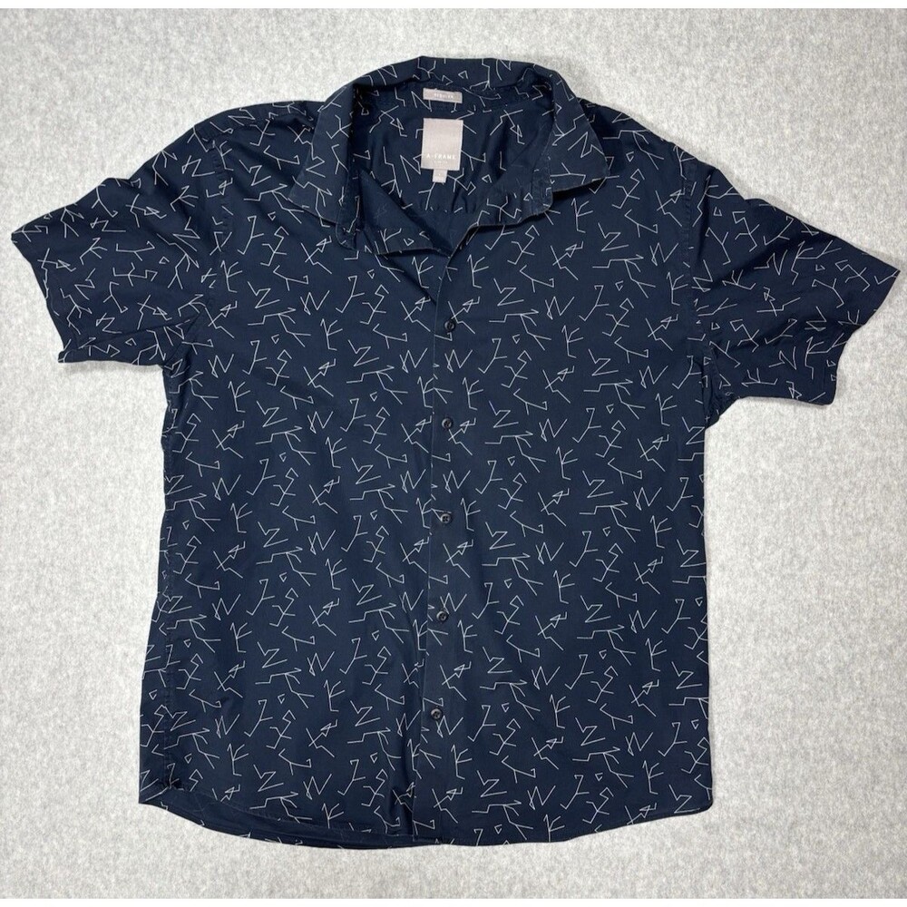 A-Frame Regular Button Down Shirt Mens Short Sleeve City Life Casual Vibe Size L